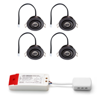 Set LED-inbouwspot Piccolo zwart 3W dimbaar 3-6 stuks