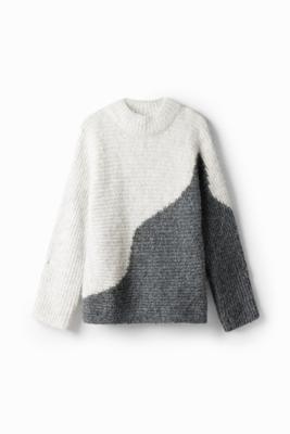 Tweekleurige oversized trui - BLACK - L
