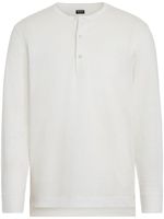 Zegna polo en lin Henley à design sans col - Blanc