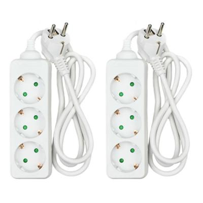 Benson Stekkerdoos 3-voudig - 2x - geaarde stekkerdoos - wit - 100 cm - verlengsnoer