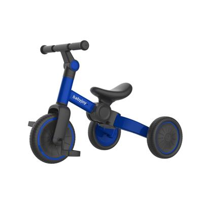 5-in-1 Kinderfiets Kinderloopfiets met Afneembare Pedalen Verstelbaar Stuur en Achterwielen Opvouwbare Kinderdriewieler-Blauw