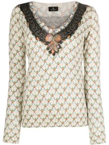 ETRO floral-print knitted top - Tons neutres