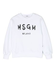 MSGM Kids sweat en coton à logo imprimé - Blanc