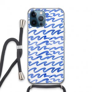 Blauwe golven: iPhone 13 Pro Max Transparant Hoesje met koord