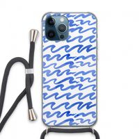 Blauwe golven: iPhone 13 Pro Max Transparant Hoesje met koord