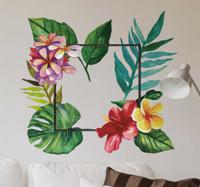 Wanddecoratie tropische bladeren en bloemen