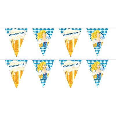 2x Oktoberfest/bierfeest vlaggenlijnen/slingers blonde dame 10 m