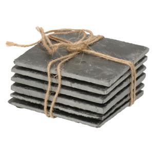 Leisteen onderzetters - 6x stuks - 10 x 10 cm - onderzetters voor glazen