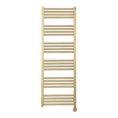 Crosswater MPRO Elektrische handdoekradiator - 140x50cm - 600 Watt - geborsteld messing (goud) MP48X13800FELEC