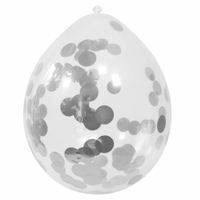 Ballon met zilverkleurige confetti - 4 stuks - thumbnail
