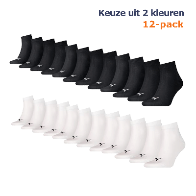 Puma Quarter Sokken Plain 12-pack Wit-43/46