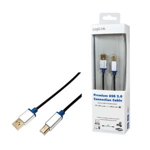 LogiLink USB-kabel USB 2.0 USB-A stekker, USB-B stekker 2.00 m Zwart BUAB220