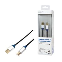 LogiLink USB-kabel USB 2.0 USB-A stekker, USB-B stekker 2.00 m Zwart BUAB220 - thumbnail