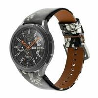 leren bandje - Bloemenprint grijs - Samsung Galaxy Watch 6 Classic - 47mm & 43mm - thumbnail