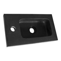 Brauer Lava Opbouw Fontein - 40 cm - met 1 Kraangat - Links/Rechts Plaatsbaar - Natuursteen Basalt - Antraciet