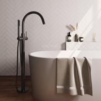 BRAUER Stripe Vrijstaande Badmengkraan - SET 01 - staaf handdouche - doucheslang - gunmetal geborsteld PVD 5-GM-337