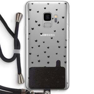 Kleine kattenkopjes: Samsung Galaxy S9 Transparant Hoesje met koord
