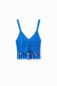 Gehaakte cropped top - BLUE - M