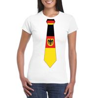 Duits thema shirt - Wit t-shirt - met Duitsland vlag stropdas - dames - supporters
