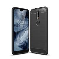 Geborsteld textuur koolstofvezel zachte TPU Case voor Nokia 7.1(Black)