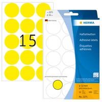 Herma 2271 Etiketten Ø 32 mm Papier Geel 480 stuk(s) Permanent hechtend Etiketten voor markeringspunten