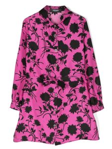 Versace Kids robe mi-longue en soie à fleurs - Rose