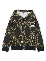 Roberto Cavalli Junior hoodie zippé à imprimé graphique - Noir