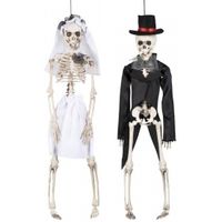 Halloween bruid en bruidegom skelet poppen 41 cm   - - thumbnail