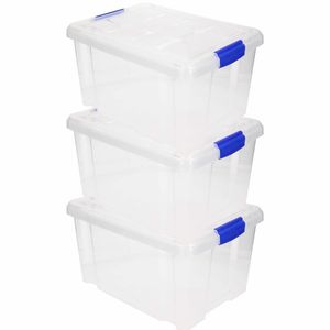 5x Opslagbakken/organizers met deksel 5 liter 29 cm transparant