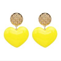 Perzik hart oorbellen retro serie acryl Stud Oorbellen voor vrouwen (geel)