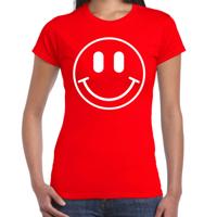 Verkleed T-shirt voor dames - Smile Emoticon - rood - carnaval - foute party - feestkleding - thumbnail