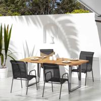 Tuinstoelen 4 st staal en textileen zwart