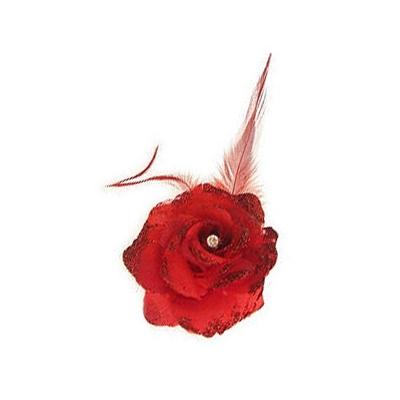 Haarbloem - rood - met speld/ elastiek - 8 cm - haardecoratie - dames - carnaval