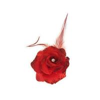 Haarbloem - rood - met speld/ elastiek - 8 cm - haardecoratie - dames - carnaval