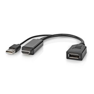 HDMI©-Adapter | HDMI© Connector | DisplayPort Male | Vernikkeld | Recht | PVC | Zwart | 1 Stuks