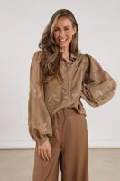 Nukus Jolies Blouse Embroidery Nkf02038 Blouse 64 Camel