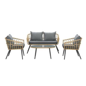 Garden Impressions Franklin loungeset4-delig-wicker-black/mystic grey