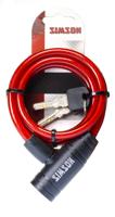 Simson spiraalkabelslot 8mm 90cm kinderen div. kleur kaart