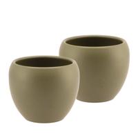 DK DesignA bloempot/plantenpot - 2x - Vinci - olijfgroen mat - voor kamerplant - D11 x H14 cm - Plantenpotten