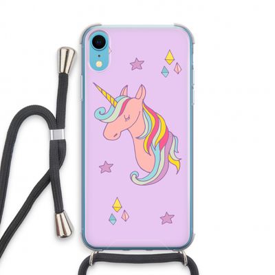 Roze eenhoorn: iPhone XR Transparant Hoesje met koord