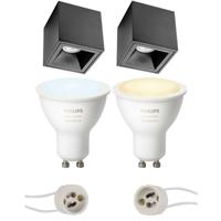 Philips Hue Vierkante Opbouwspot Set 90mm - Mat Zwart - Bluetooth