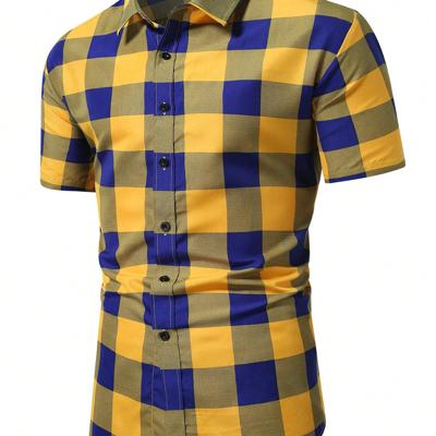 Bon&Bon Men's Gingham Plaid Short Sleeve Shirt - Urban Casual Style Multicolor / S