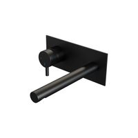 Inbouw Wastafelmengkraan Brauer Black Edition Coldstart Rechte Uitloop Korte Ronde Hendel Links Mat Zwart Met Afdekplaat