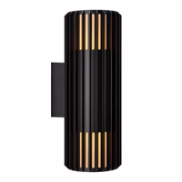 Buitenlamp Aludra Zwart Up Down metaal Ribbel