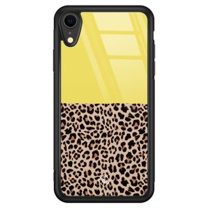 iPhone XR glazen hardcase - Luipaard geel
