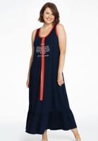 Yoek Lange jurk met ruches | Blauw | Maat 54/56