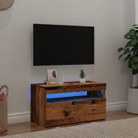Tv-meubel met LED 75x35x40 cm bewerkt hout oud hout