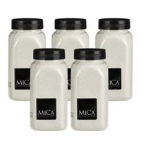 Mica Decorations decoratie zand - 5x - 1 kg - 650ml - wit - hobby zandkorrels
