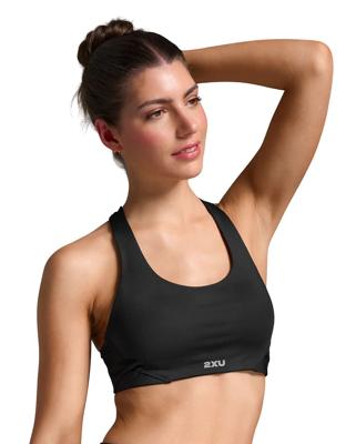 2XU Aero Mesh Medium Impact Bra Black/Silver Reflective Dames