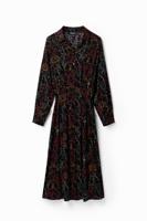 Midi-blousejurk gezichten - BLACK - L Midi-blousejurk gezichten - BLACK - L